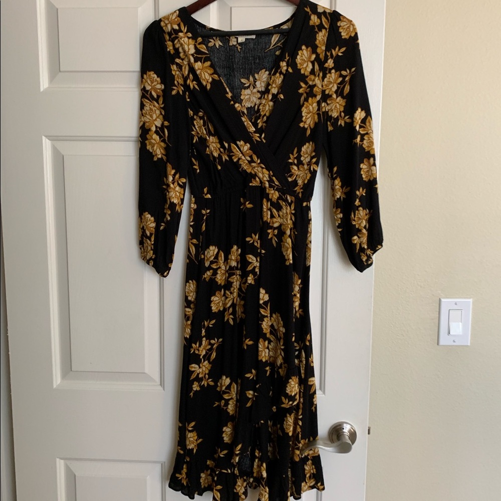 Boho black and yellow dress
